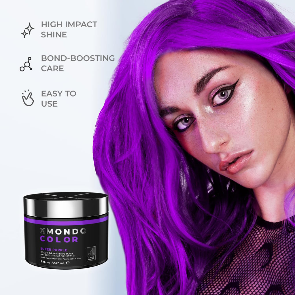 XMONDO Hair Color - Super Purple Semi-Permanent Color | Vegan Formula with Hyaluronic Acid, 8 Fl Oz