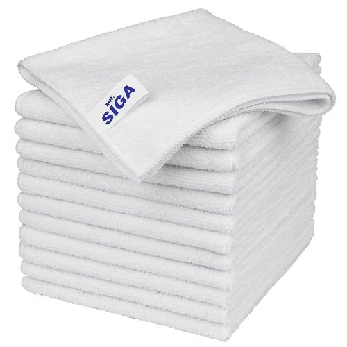 MR.SIGA Microfiber Cleaning Cloths - Streak-Free All-Purpose Towels | Pack of 12, 32 x 32 cm (12.6 x 12.6 in)