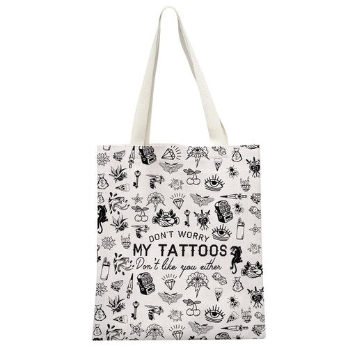GJTIM Tattoo Lover Gift - Don't Worry My Tattoos Don't Like You Either Zipper Pouch Makeup Bag for Tattooer