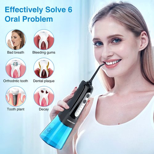 INSMART Water Flosser for Teeth: Cordless Dental Electric Flosser for Oral Care,Rechargeable Floss DIY Mode IPX7 Waterproof,Portable Travel Flossers Set for Teeth Cleaning with 4 Modes