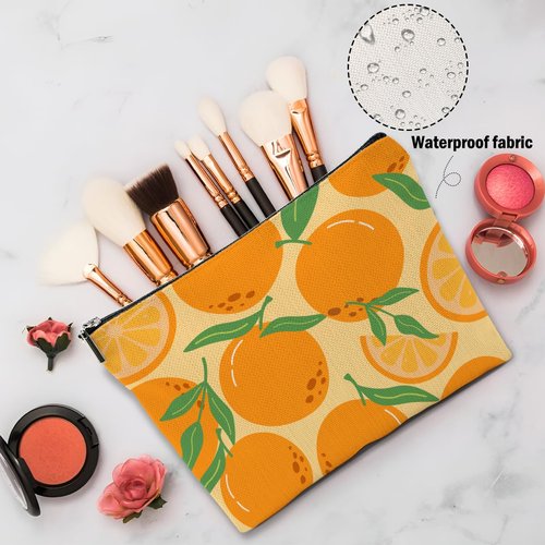 Tangerine Makeup Bag, Mandarin Orange Stuff Cosmetic Bag Fruit Travel Pouch, Mandarin Orange Lovers Gift for Women Girls Daughter Sisters Coworker Friends Niece Friendship Graduation Birthday Gifts
