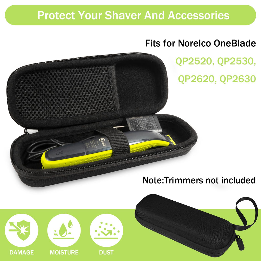 ZORETCO Hard Travel Carrying Case for Hybrid Electric Trimmer and Shaver, Portable Organizer Storage Bag for QP2520, QP2530, QP2620, QP2630- Black