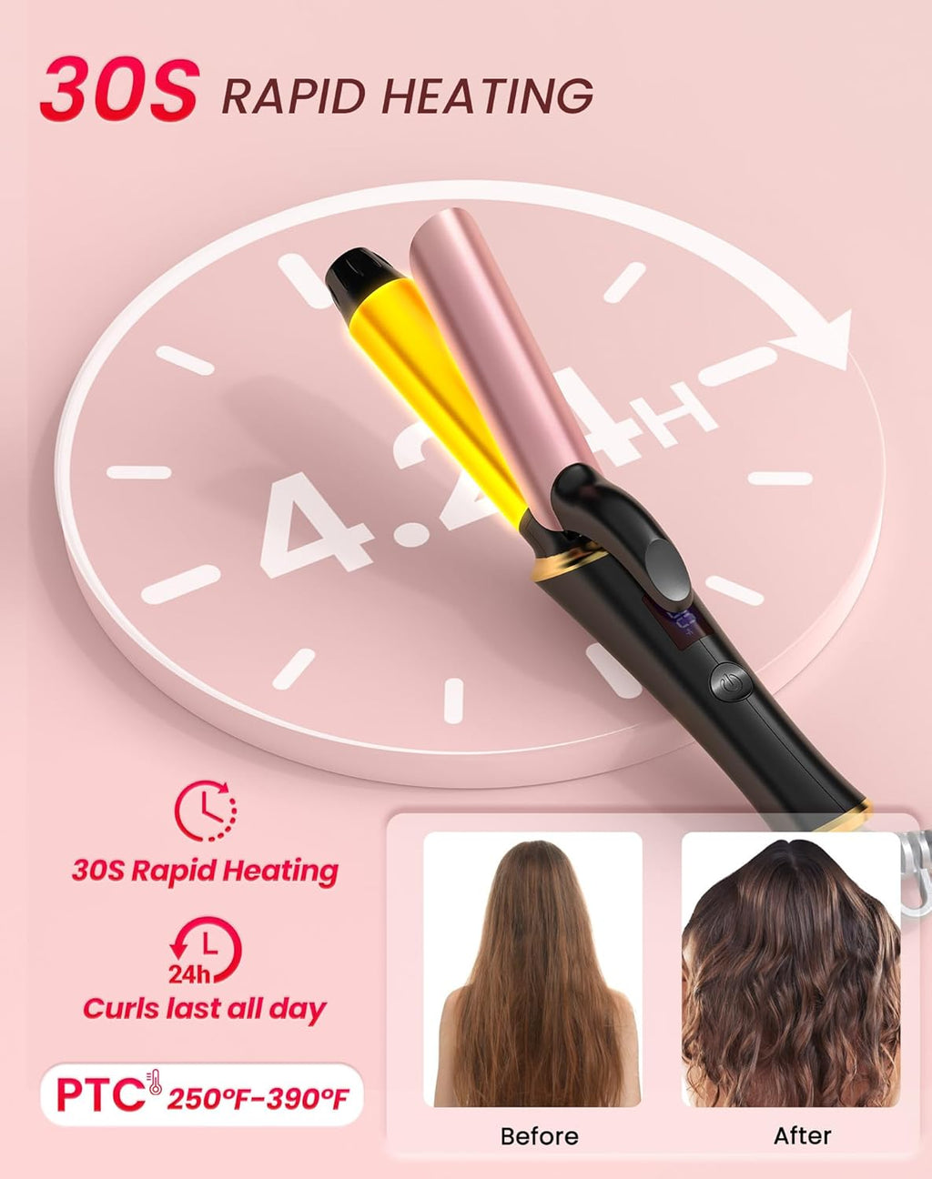 Ukliss Mini Curling Iron - Fast Heating, Anti-Scald Tip & 5 Temp Settings | Perfect for Short to Medium Hair (Black, 1 Inch)