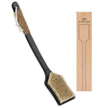 ENAMELEVO Back Scrubber Shower Brush,Dry Brushing Body Brush with 17.7 Inch Curved Long Handle, Natural Bristles for Lymphatic Drainage, Soft & Stiff Bristles Available (Stiff-Thick Boar Bristles)