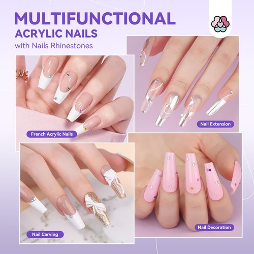 SAVILAND French Acrylic Nail Kit: Beginner Nail Kit Acrylic Set Easy to Use Acrylic Powder and Liquid Set with Half Cover Nail Tips Acrylic Nail Brushes Nail Tools for DIY French Manucure Kit