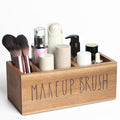 LBEMEY Acacia Wood Makeup Brush Organizer for Vanity,Cosmetic Skincare Organizers, Makeup Organizer with 3 Slots,Organizer Countertop for Cosmetics,Skincare, Brushes, Mascara,Lipstick,Pencils, Brown