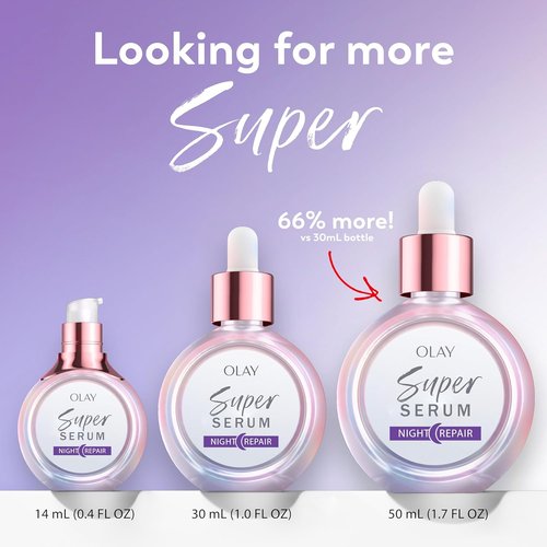 Olay Super Serum Night Repair - Fragrance-Free 5-in-1 Skin Care with Niacinamide & Peptides | 1.7 Oz