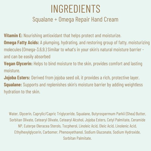 Biossance Squalane + Omega Repair Hand Cream - Deep Moisturization & Protection for Dry Hands - 2.5 oz