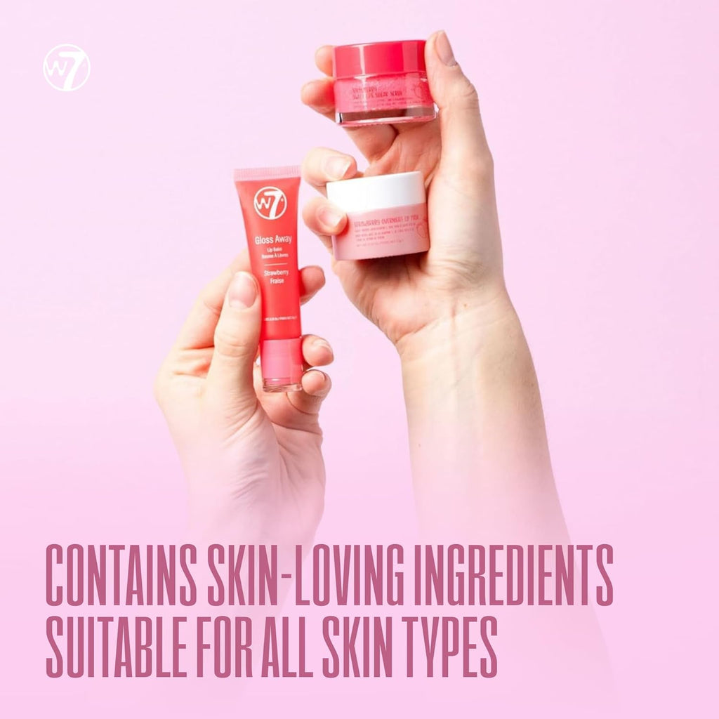W7 Sweet Dreams Lip Care Gift Set | Overnight Mask, Balm & Scrub - Strawberry Flavor