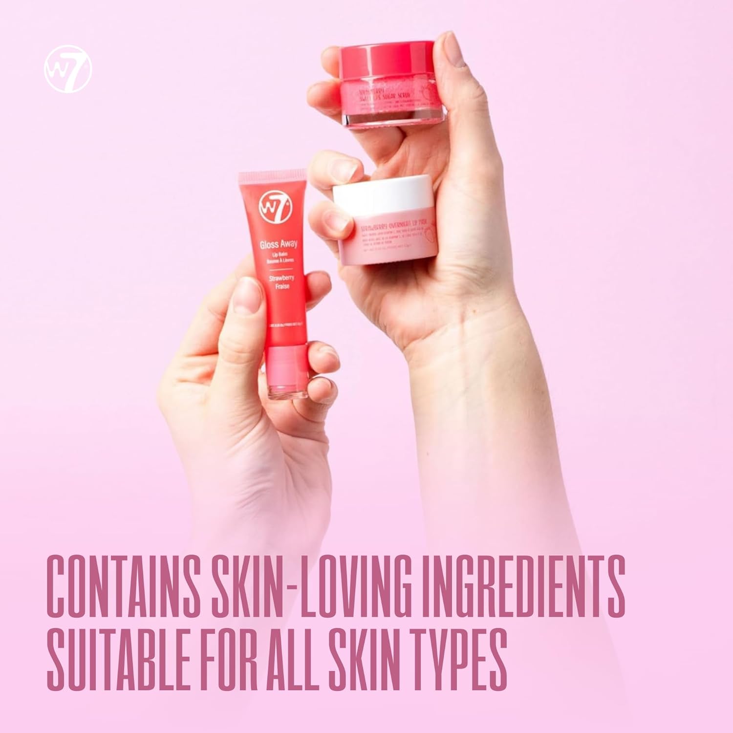 W7 Sweet Dreams Lip Care Gift Set | Overnight Mask, Balm & Scrub - Strawberry Flavor