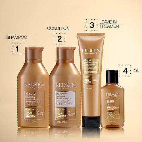 Redken All Soft Shampoo - Moisturizes & Hydrates Dry Hair with Argan Oil | Safe for Color-Treated Hair