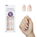 KISS imPRESS No Glue Mani Press On Nails, French, 'Fearless', Light Neutral + White Tip French, Medium, Almond Shape, Includes 30 Nails, Prep Pad, Instructions Sheet, 1 Manicure Stick, 1 Mini File