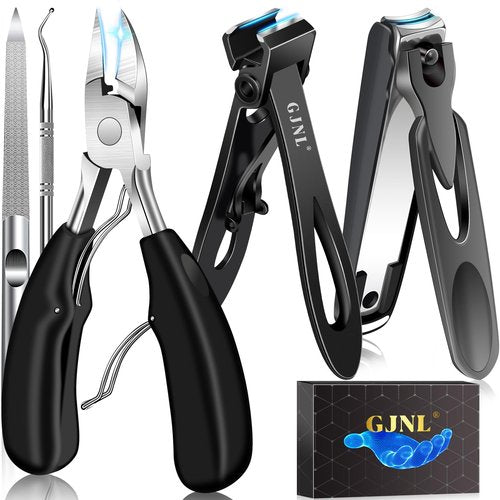 Toenail Clippers for Seniors Thick Nails - 17mm Wide Jaw Nail Clippers for Men, 37mm Heavy Duty Toe Nail Cutter, No Splash Nail Clippers w Catcher