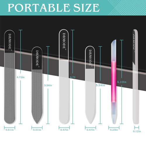 Glass Nail File Buffer with Case - 5PCS Nail Buffer and Nail Shiner Kit Glass Cuticle Pusher Nail Care for Men Women Nail Files for Natural Acrylic Nails Fingernail Files Manicure Tool