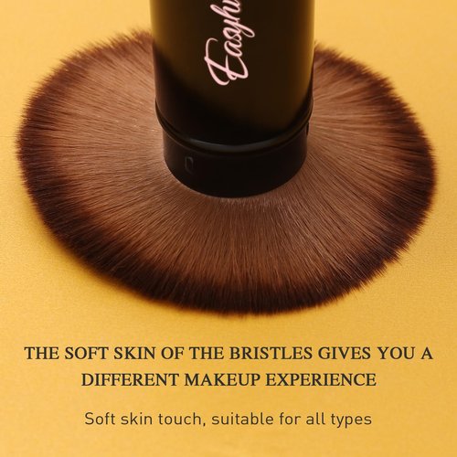 Retractable Kabuki Makeup Brushes 2 Pcs Blush Brushes Set Portable Powder Brushes with Flat and Angled Top for Liquid Cream Cosmetics Travel