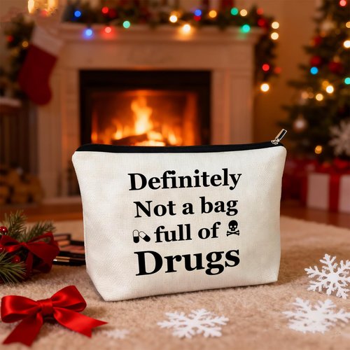 CLHHM Funny Medicine Zipper Makeup Bag Not A Bag Full of Drugs Travel Cosmetic Pouch Nurse Practitioner Friends Sister Toiletry Bags for Large Capacity