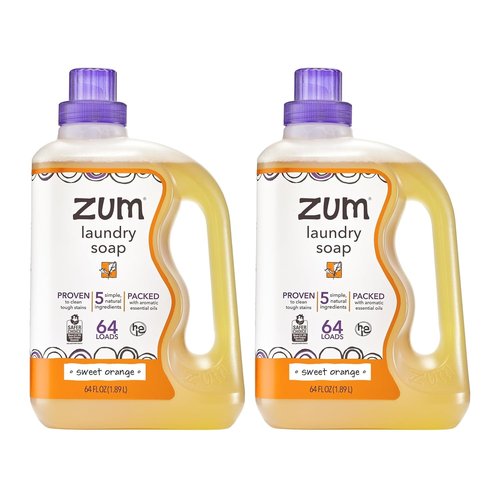 Indigo Wild Zum Laundry Soap - Plant-Based Liquid with Baking Soda & Essential Oils - Sweet Orange - 64 fl oz (2 Pack)