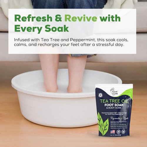 Tea Tree Oil Foot Soak - Epsom Salt Formula for Toenail Repair & Sore Feet Relief | 16 oz Made in USA