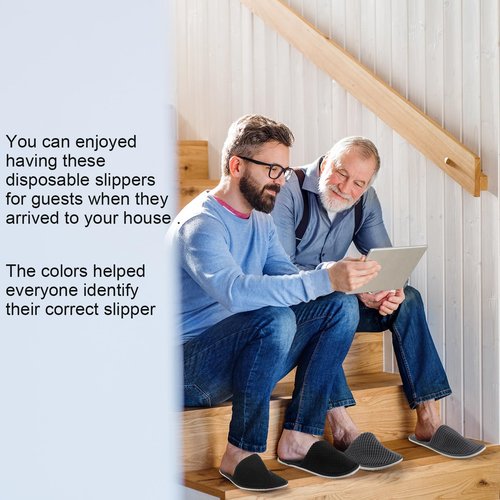 Geyoga 12 Pair House Slipper for Guest Non Slip Disposable Slipper for Travel Washable Reusable Closed Toe Hotel Bridesmaid Indoor Spa Wedding Party Shoeless Home(Deep Color,M)