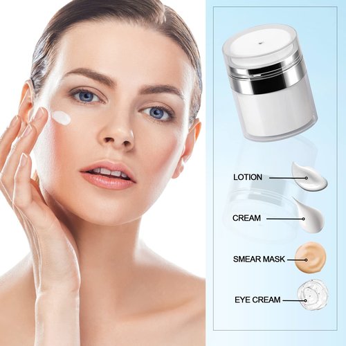 Airless Pump Jar - 3.5 Oz Moisturizer Dispenser Air Pump Containers, Container Vacuum Bottle Dispenser for Skincare Makeup Lotion