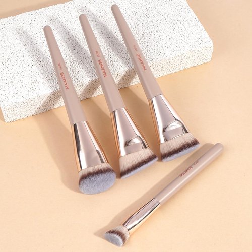 MAANGE Makeup Brushes 4 Pcs Makeup Brush Set for Foundation Concealer Contour Liquid Blending Face Kabuki Makeup Brush Kit Blush Pink