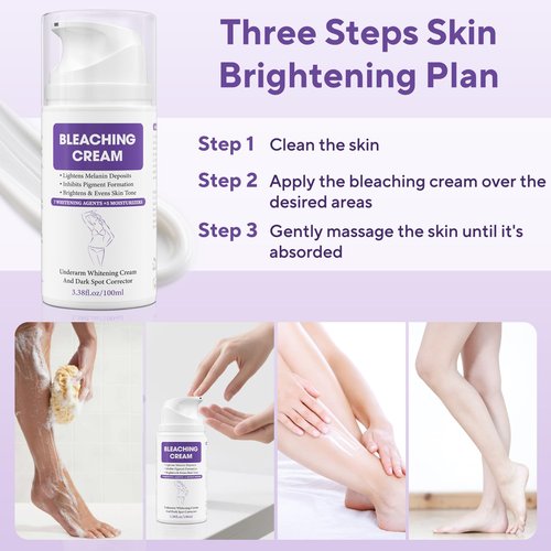 Skin Bleaching Cream, Dark Spot Remover for Face and Body, Hyperpigmentation Relief, Skin Lightening Cream with Vitamin C for Intimate Areas, Underarms, Knees, Elbows & Bikini Line, 3.38fl.oz