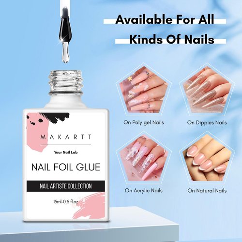 Makartt Nail Foil Glue Gel for Nail, Foil Gel Transfer for Nails Art Stickers Strong Adhesion Foil Transfer Gel Soak Off Salon DIY UV LED Lamp Required 15ML(0.5 fl.oz)