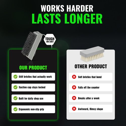 Grip Clean Nail Brush for Cleaning Fingernails – Heavy Duty Nail Brush with Extra Stiff Bristles - Fingernail Brush & Nail Scrubber Brush with Suction Cup Backing for Men & Women - 4 Pack