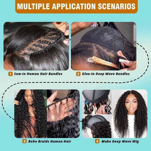 T1B/99J 12A Human Hair Bundles 16 Inch Deep Wave Bundles Human Hair 100% Unprocessed Brazilian Virgin Deep Curly Weave 1 Bundle Water Wavy Hair Extensions Honey 99J Burgundy Bundle for Women
