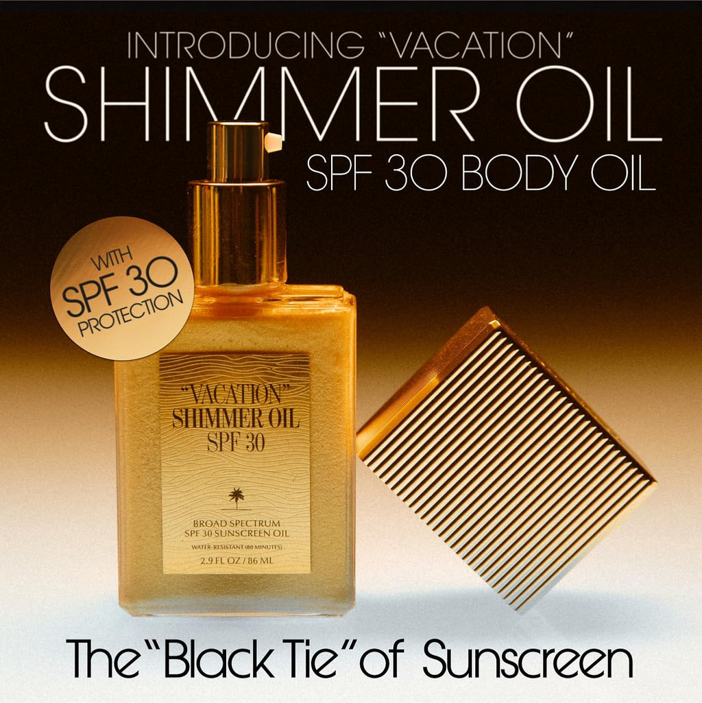 Vacation Shimmer Oil SPF 30 - Water-Resistant Body Sunscreen Enhances All Skin Tones | Travel Size 2.9 Fl. Oz.