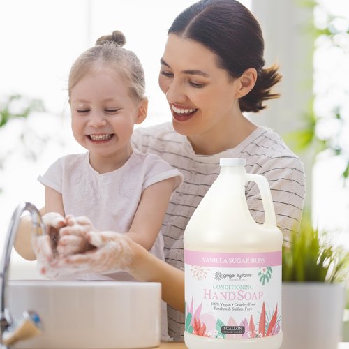 Ginger Lily Farms Botanicals Conditioning Liquid Hand Soap Refill, 100% Vegan & Cruelty-Free, Vanilla Sugar Bliss Scent, 1 Gallon (Pack of 4)