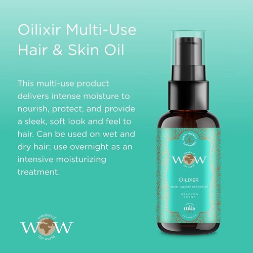 MKS Eco WOW Oilixir - Multi-Use Hair & Skin Oil in Halcyon Scent | 2 Fl Oz - Vegan & Cruelty-Free, No Harsh Additives