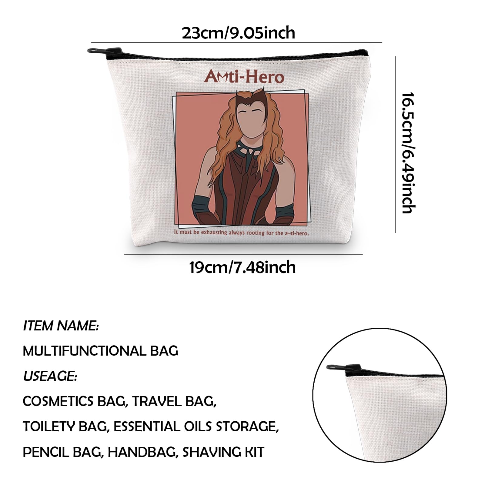 WCGXKO Wanda Witch Makeup Bag Witch Movie Fans Gifts Zipper Pouch Makeup Bag (Ant)