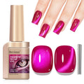 Bevimee Cat Eye Gel Nail Polish, Jelly Hot Pink Manetic Nail Polish Glitter Holographic with Magnet, Glass Reflective Translucent UV Gel for Valentine's Day Gift Manicure Salon DIY at Home