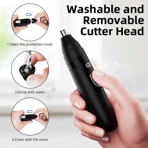 SHOBES Nose Hair Trimmer Painless Rechargeable Ear and Eyebrow Trimmer Professional with Edge Blades (Black)