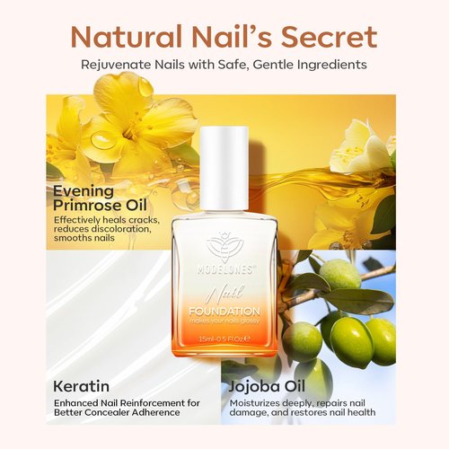 Modelones Nail Strengthener - Milky White Nail Polish for Damaged Nails | 15ml Natural Nail Repair