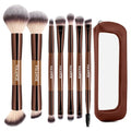 MAANGE 7 PCS Foundation Makeup Brush Set With Bag, Make up Brushes, Eyeshadow Concealer Brush, Double-ended Foundation Contour Powder Blush, Professional Face brush Set Tools For Liquid,Cream(Apricot)