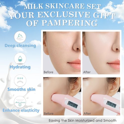 Milk Skin Care Set for Kids & Teens, 12 IN 1 Moisturizing & Gentle Milk Skin Care for Teens Girls Ages 8-12, Face Care Kit, Milk Skincare for Girls 10-12, Bulk Gifts Birthday Galentines Gifts,12PCS