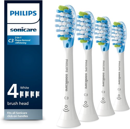 Philips Sonicare C3 Replacement Electric Toothbrush Heads - 4 Pack, One Year Supply, White, HX9044/65