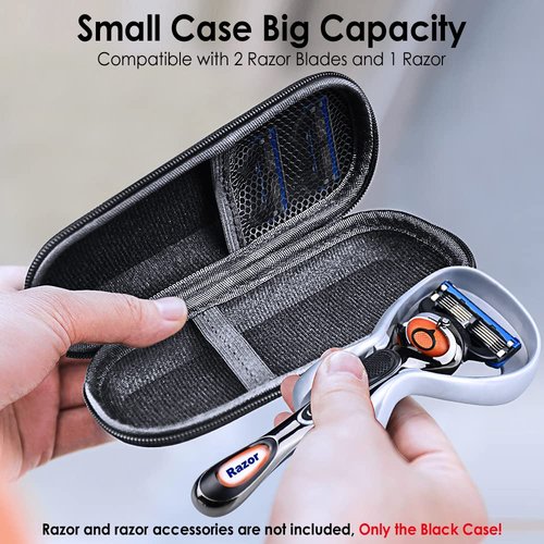 Gillette Hard EVA Razor Travel Case - Lightweight Design with Mesh Pocket for 2 Blades | Durable Zipper (Black)