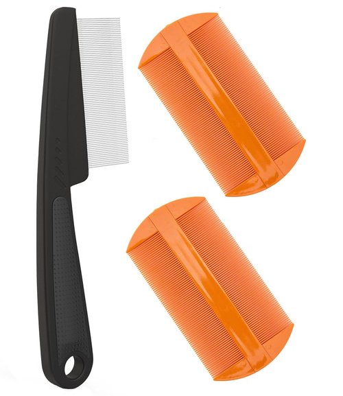 Dandruff Comb | Stainless Steel Fine Tooth Scalp Detox Tool for Women, Men & Kids - Black & Orange