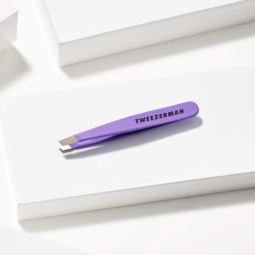 Tweezerman Mini Slant Travel Tweezers For Eyebrows, Travel Tweezers for Eyebrows, Facial Hair (Blooming Lilac)