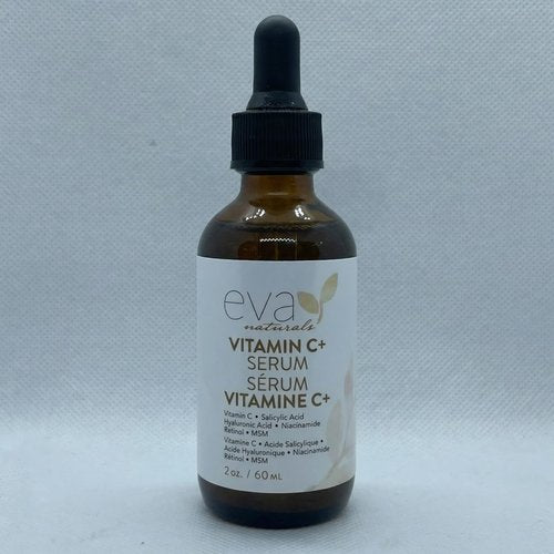Eva Naturals Vitamin C Serum Plus – Facial Serum with Hyaluronic Acid, Niacinamide, Retinol, and Salicylic Acid – Hydrating and Smoothing Skin Formula – 2 oz