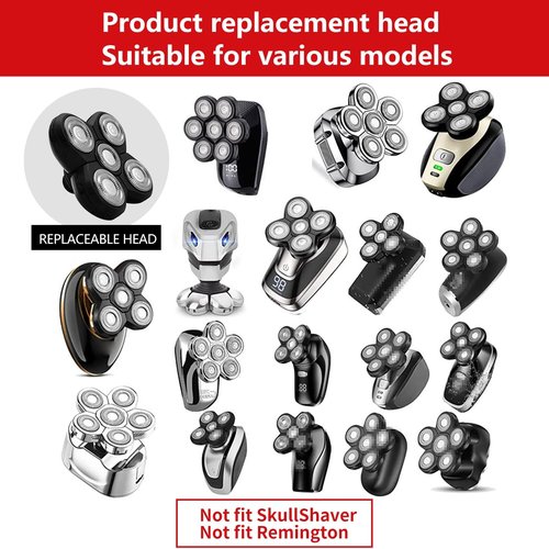 Men's Electric Head Shaver Replacement Heads 5 Blades Head Shavers for Bald Men Replacement Heads,Men's head Shaver Blade,Wet & Dry Compatible Waterproof Multi Functional