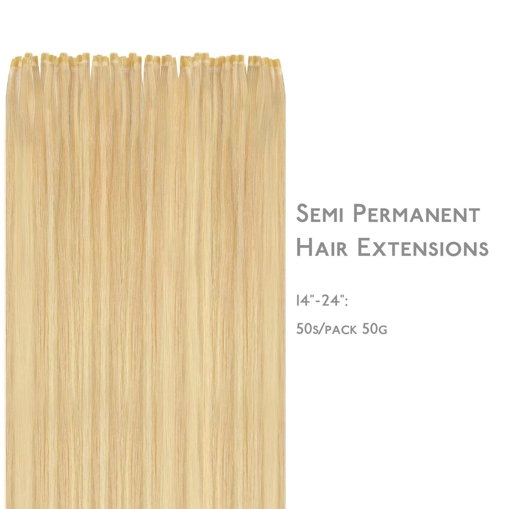 WENNALIFE U Tip Hair Extensions Human Hair, 50g 50s 14 Inch Light Blonde Highlighted Golden Blonde Remy Hair K Tip Hair Extension Real Human Hair Invisible Straight Keratin Hair Extensions