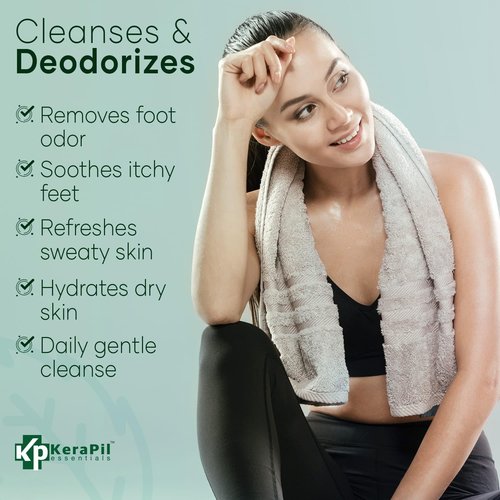 KERAPIL Bacterinyl Tea Tree Oil Body Wash - Antibacterial & Antifungal Support for Ringworm, Body Odors, Athlete’s Foot & Acne, Helps Soothe Itchy, Dry Skin - Made in USA (16 fl oz x 2)