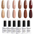 RARJSM Gel Nail Polishes Set of 6pcs Brown Coffee Wine Red Burgundy Nude Purple Pink Champagne Gold Glitter Winter Color Gel Polish Soak Off Curing Require Nail Manicure Salon Beginner DIY at Home