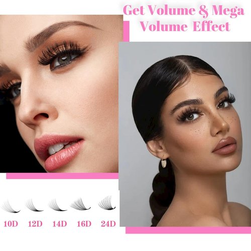 TDANCE Premade Eyelash Extensions 320 Fans - Heat Bonded Middle Stem Volume Lash Fans (320-10D-0.03-C-8-15mm)