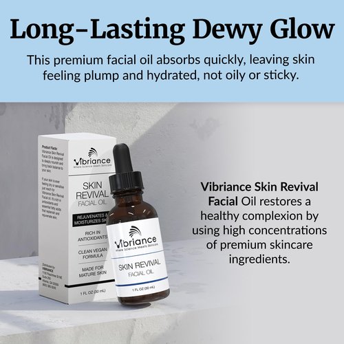 Vibriance Skin Revival Facial Oil - Natural Ingredients - Face Hydrating for Sensitive and Dry Types, with Vitamin E, Sea Buckthorn, Camellia, Squalane - Vegan, Paraben-Free