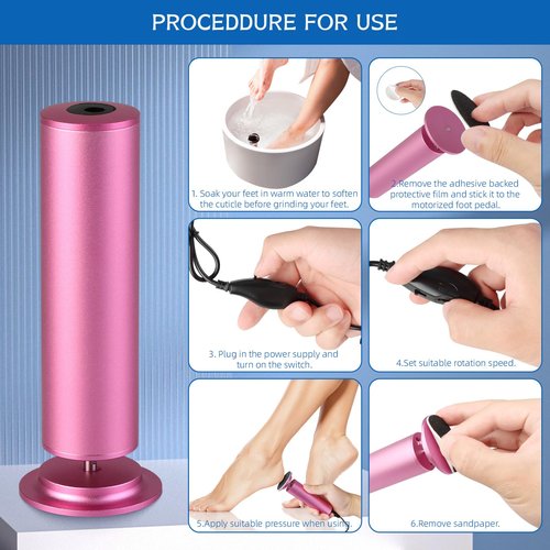 Electric Foot Callus Remover - Electric Callus Remover for Feet,Adjustable Speed Foot Scrubber with 60 Pcs Sandpaper Discs,Professional Pedicure Tool for Dead Skin and Calluses (Pink)